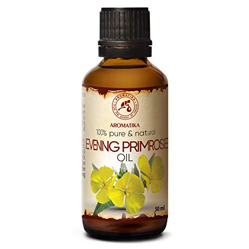 Aceite de Onagra Vespertina 50ml - Oenothera Biennis - Evening Primrose Oil - Botella de Vidrio - Prensado en Frío y Refinado - Aceite Onagra Vespertina Para Rostro - Cuerpo - Cabello - Piel - Masajes