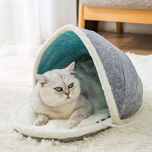 Acogedor Gato Cama Sentía Gato Cama del Animal Doméstico Cave House USB Eléctrico Placa Térmica Cojín Perro Lavable Nido