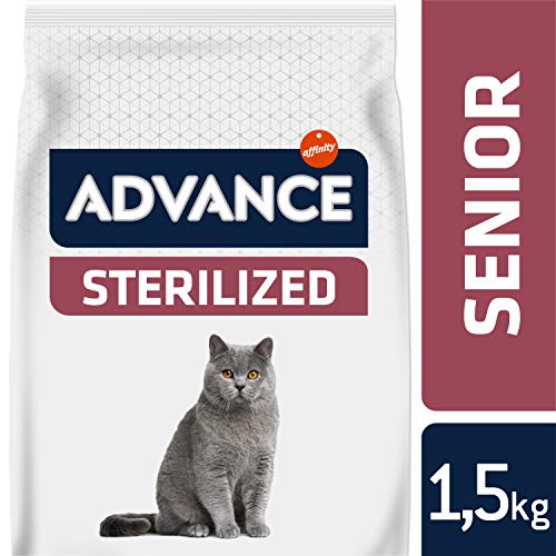 Advance Pienso para Gato Esterilizado Senior +10 años con Pollo - 1,5 Kg, paquete de 3