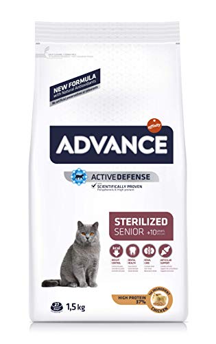 Advance Pienso para Gato Esterilizado Senior +10 años con Pollo - 1,5 Kg, paquete de 3