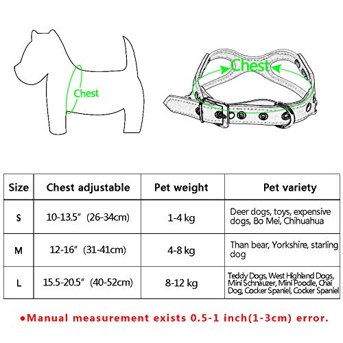 AILOVA Collar de cinturón de arnés para Perro, de Piel de Ante Suave, con Pecho Ajustable para Cachorros Chihuahua Yorkie