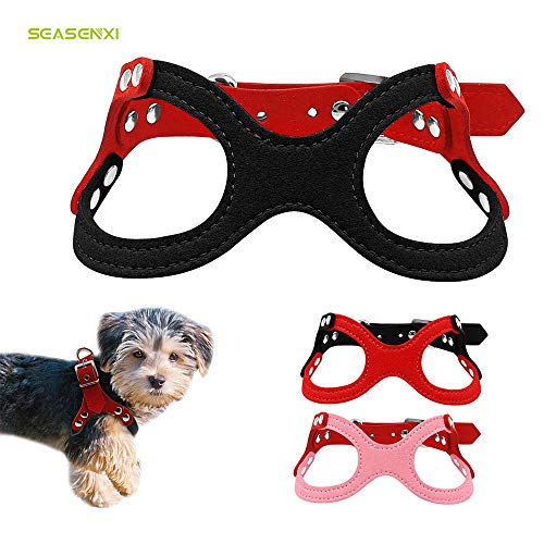 AILOVA Collar de cinturón de arnés para Perro, de Piel de Ante Suave, con Pecho Ajustable para Cachorros Chihuahua Yorkie