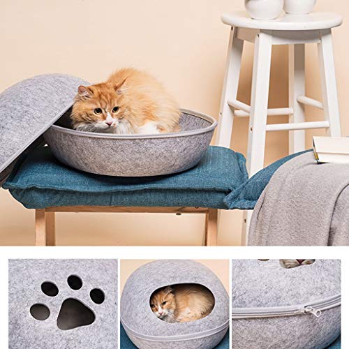 AIOEJP Cat Bed Cave, Fieltro Respetuoso del Medio Ambiente, Transpirable, Hecho a Mano, Fieltro Casa del Gato y Cama para Kitty para Interiores Acogedor escondite