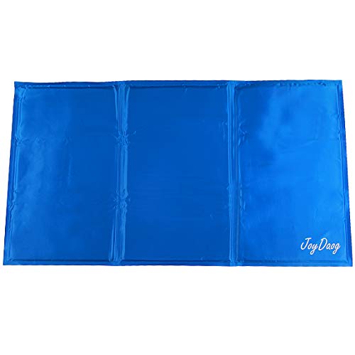 Alfombrilla de refrigeración para mascotas,Animales Nevera y Manta para Perro Fresco Cojín Azul Nevera Techo Perfecta para Camas by JoyDaog,L(90*50cm)