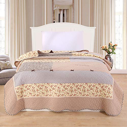 Alicemall Colcha Alcochada Boutí 150x200cm Colcha Ligero Primavera Relleno Cubrecama Microfibra Ropa de Cama para Cama 90cm Flores Estampados Colcha Patchwork