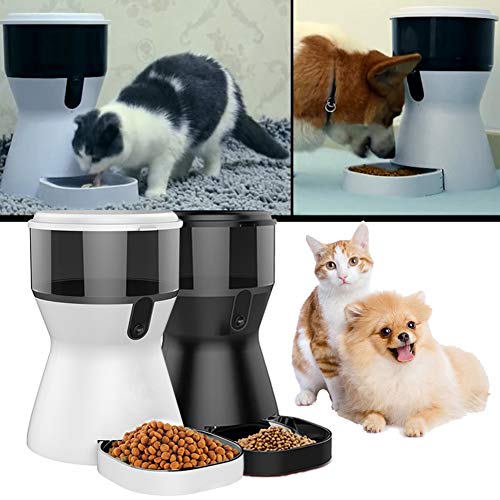 Alimentador automático de alimentos para mascotas con grabación de voz Recordar temporizador programable Distribución mascotas Video Vigilancia alimentos Bowl por Cat Medio perro Dispensadores,Blanco