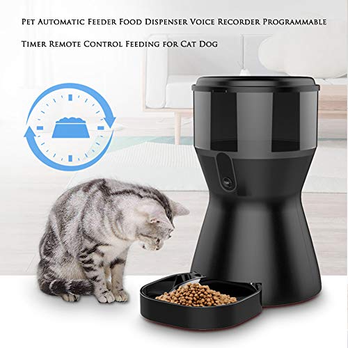 Alimentador automático de alimentos para mascotas con grabación de voz Recordar temporizador programable Distribución mascotas Video Vigilancia alimentos Bowl por Cat Medio perro Dispensadores,Blanco