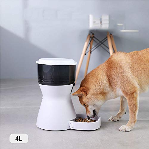 Alimentador automático de alimentos para mascotas con grabación de voz Recordar temporizador programable Distribución mascotas Video Vigilancia alimentos Bowl por Cat Medio perro Dispensadores,Blanco