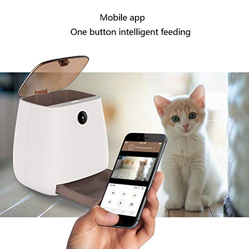 Alimentador WiFi para mascotas Dispensador automático de alimentos para gatos y perros: dispensador de cámara Full HD para mascotas, voz bidireccional y capacidad de cubeta 4L para animales pequeños