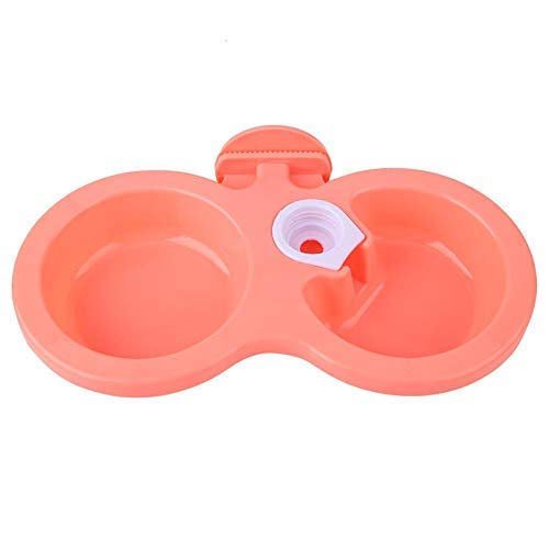 Alimento Doble Comedero de Agua para Mascotas Tazón para Mascotas Colgante Tazón de Fuente Perro Gato Conejo Pájaro Plato del Fregadero con Tapa de Botella Diseño de Cierre para jaulas(Rojo)