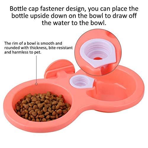 Alimento Doble Comedero de Agua para Mascotas Tazón para Mascotas Colgante Tazón de Fuente Perro Gato Conejo Pájaro Plato del Fregadero con Tapa de Botella Diseño de Cierre para jaulas(Rojo)