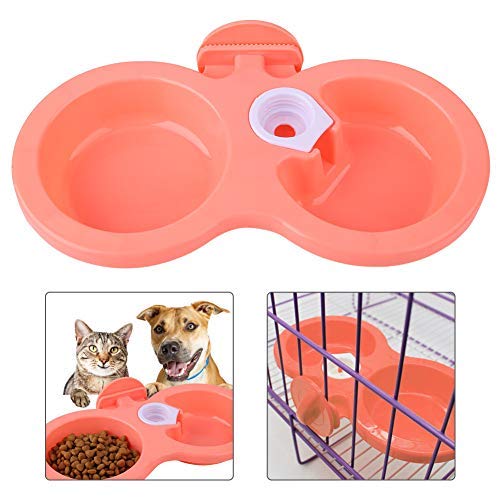 Alimento Doble Comedero de Agua para Mascotas Tazón para Mascotas Colgante Tazón de Fuente Perro Gato Conejo Pájaro Plato del Fregadero con Tapa de Botella Diseño de Cierre para jaulas(Rojo)