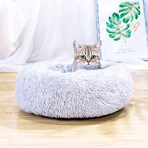 Alivier Cama Redonda de Felpa para Mascotas Cama para Gatos Cama Acolchada Cómoda Cama de Perrito de Piel sintética para Cachorros para Perros pequeños Gato para Dormir