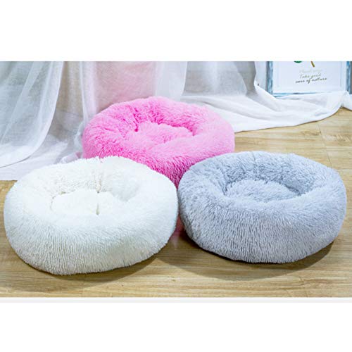 Alivier Cama Redonda de Felpa para Mascotas Cama para Gatos Cama Acolchada Cómoda Cama de Perrito de Piel sintética para Cachorros para Perros pequeños Gato para Dormir