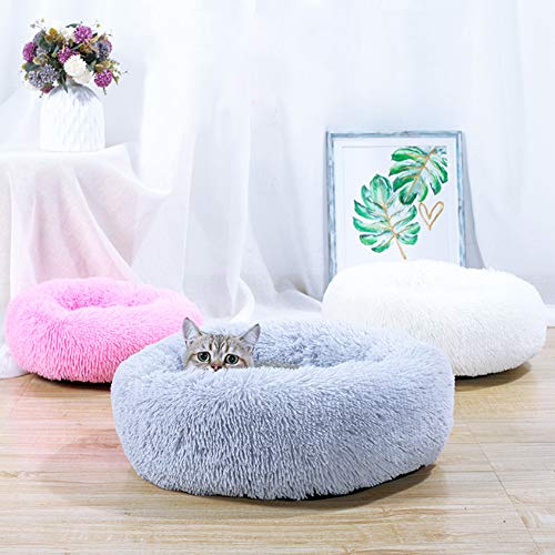 Alivier Cama Redonda de Felpa para Mascotas Cama para Gatos Cama Acolchada Cómoda Cama de Perrito de Piel sintética para Cachorros para Perros pequeños Gato para Dormir