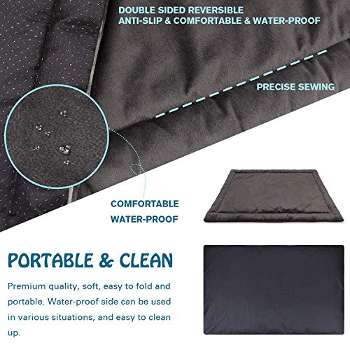 Allisandro Cama para perros Gato Cojín Impermeable Lavable Colchón Suave y cálido Estera del amortiguador del paño grueso y suave del animal doméstico Gris profundo L 100x70cm