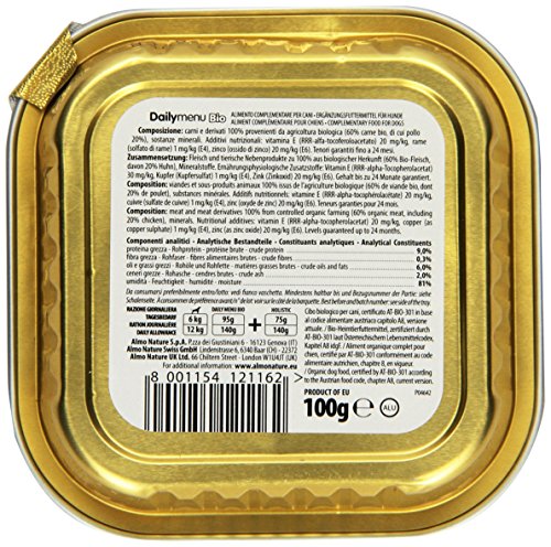 almo nature Daily Menu Bio Perros Forro, Pollo, 32 Cuencos (32 x 100 g)