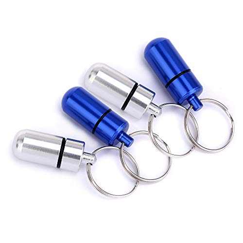 AMATHINGS 4 Piezas ! (Paquete Doble) Etiqueta de dirección Mini (3 cm de Longitud) en Plateado y Azul para Perros Grandes y pequeños/Gatos con Etiquetas de dirección/a Prueba de Agua