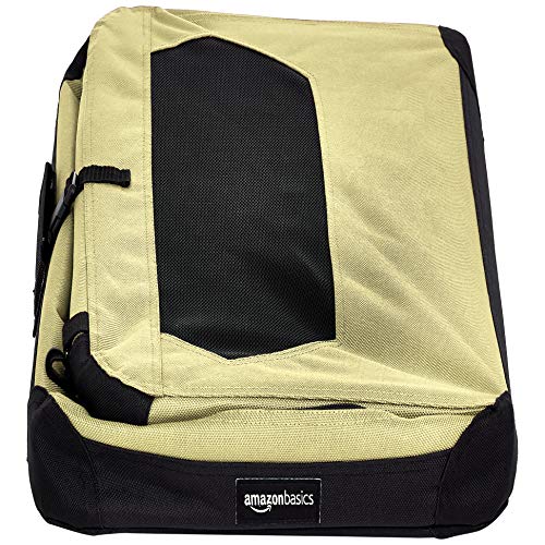 AmazonBasics – Transportín para mascotas abatible, transportable y suave de gran calidad, 66 cm, Caqui