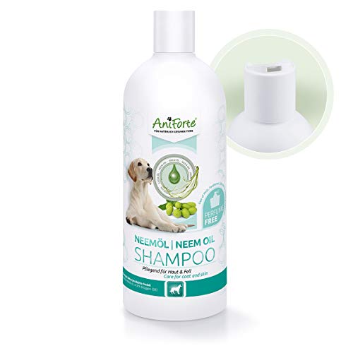 AniForte Aceite de Neem Champú 500ml - champú para perros sin fragancia, producto de cuidado para el picor, agradable para la piel, fácil de peinar, olor agradable