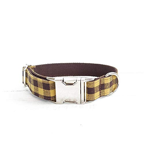 AOMEO Conjunto De Lazo De Correa para Collar De Perro Mascota - Cuadros Marrón Amarillo Geeignet für Kleine, mittlere Oder große Hunde Benutzerdefinierte Größe