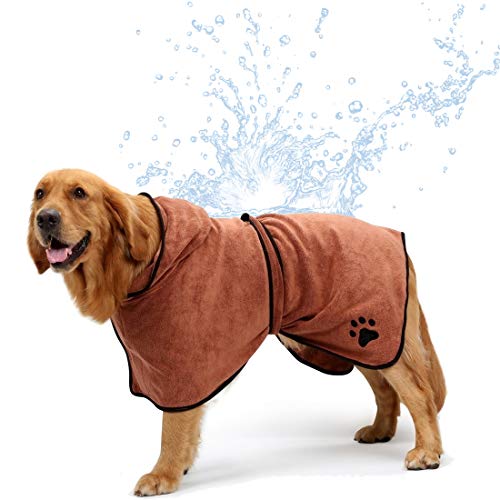 Aoweika - Albornoz para Perro con Correa Ajustable, Microfibra de Secado rápido, superabsorbente, Albornoz de Toalla para Mascotas Que Absorbe la Humedad, Toalla de baño de Secado rápido