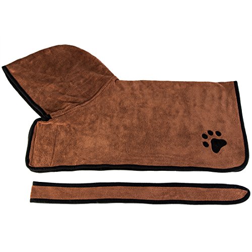 Aoweika - Albornoz para Perro con Correa Ajustable, Microfibra de Secado rápido, superabsorbente, Albornoz de Toalla para Mascotas Que Absorbe la Humedad, Toalla de baño de Secado rápido