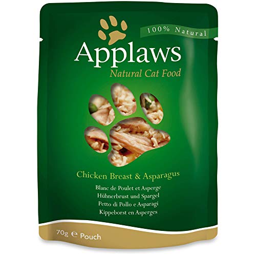 Applaws, Bolsa de pollo y espárragos para gatos,12 x 70 g