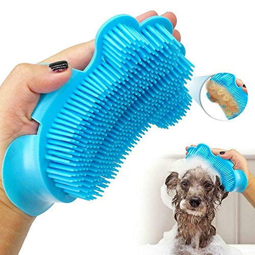 Arm Cepillo de baño para Perros, Cepillo de Aseo para Perros y Mascotas con Aguja Dental Suave Limpieza Masaje Peine Guante para Todas Las variedades Dos Colores al Azar