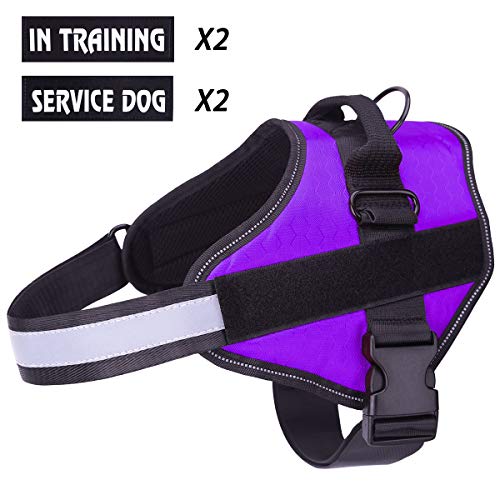 Arnés para perros transpirable sin tracción ajustable, ayuda para caminar para el entrenamiento para caminar, control fácil al aire libre para perros pequeños y medianos, arnés para perros morado