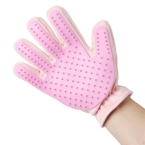 Aseo de mascotas guantes, peines, cepillos, una versión mejorada de baño y masaje ayuda lata mascotas quitar fácilmente del cabello (mano derecha solamente) (Color: rosa, Tamaño: Mano derecha) LOLDF1