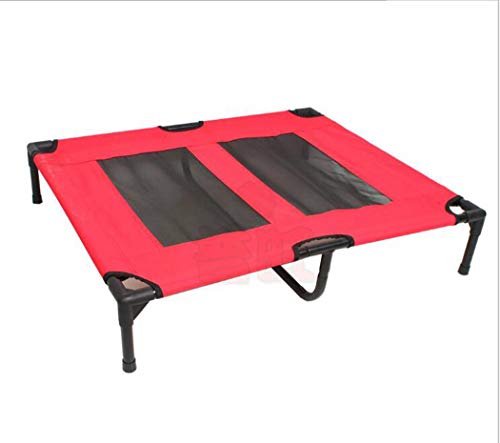 AZLLY Cama Portable elevada para Mascotas Pet Cama Plegable Raised Marco de Cama de Metal Perro criar Zona de Relax para Perros y Gatos,Rojo