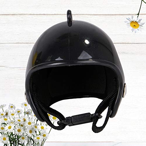 Balacoo Casco de Pollo Sombrero para Mascotas Divertido Equipo de Protección para Mascotas Sol Lluvia Arnés Disfraces de Juguete Accesorios para Gallinas Pájaro Suministros para Mascotas (Negro 8)