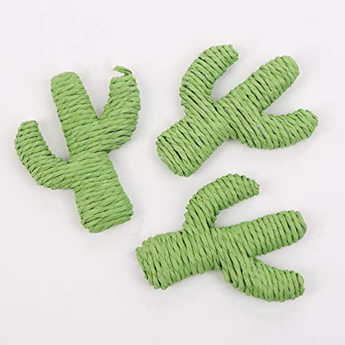 Balacoo Gato Papel Guita Pinza Juguete Verde Cactus Forma Gatito molienda Juguete Verde