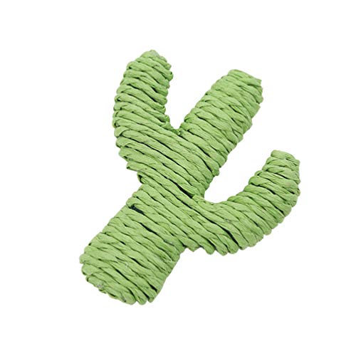 Balacoo Gato Papel Guita Pinza Juguete Verde Cactus Forma Gatito molienda Juguete Verde