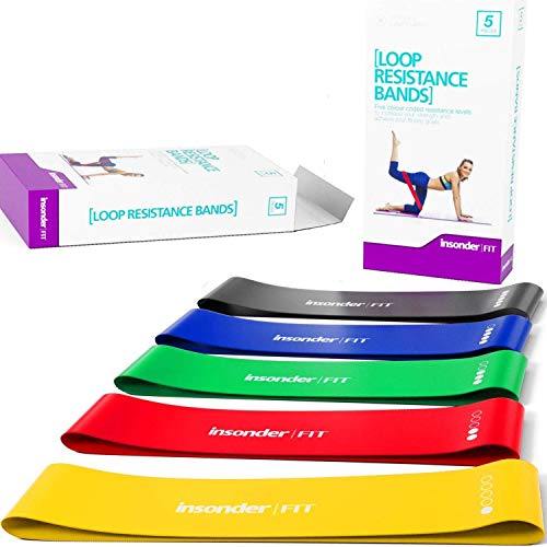 Bandas Ejercicio - Bandas de Resistencia - 5 Cintas Elastica Set Comprar Precio Elasticas para Hacer Ejercicio - Loop Resistance Bands para Fitness Crossfit Pilates Fuerza Fisioterapia Movilidad (Set of 5 Loop Bands Original Colors)