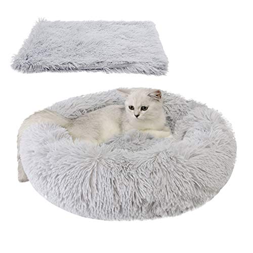 Bangcool Cama para Mascotas Redonda, cálida, Suave y esponjosa, Felpa, Cama para Mascotas, Cama para Gatos, Manta para Mascotas