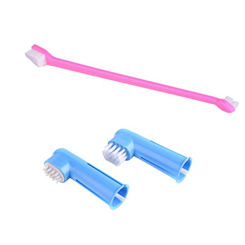 Baoblaze 3pcs / Sistema de Cepillo de Dientes para Perros Gato Animal Doméstico Higiene Oral