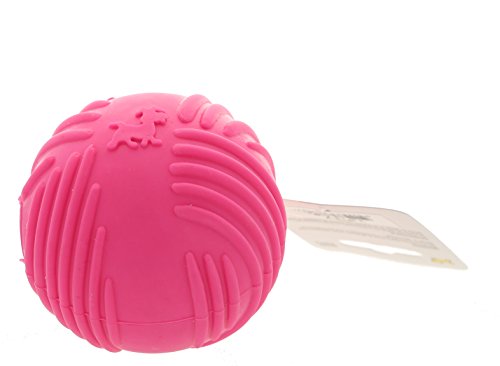 BARK - Pelota de goma para perros. Flexible. Con sonido. Resistente. Texturas y canaletas para cuidado e higiene de dientes y encías. Impermeable. Lavable. Perros jóvenes y adultos. Tira y coge. - FUCSIA