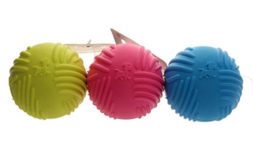 BARK - Pelota de goma para perros. Flexible. Con sonido. Resistente. Texturas y canaletas para cuidado e higiene de dientes y encías. Impermeable. Lavable. Perros jóvenes y adultos. Tira y coge. - FUCSIA