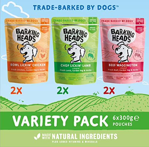 Barking Heads Sobres De Comida Húmeda para Perros-Pack Surtido-Receta Natural Sin Cereales Ni Aromas Artificiales, con Vitaminas Y Minerales Añadidos 6 X 300 G