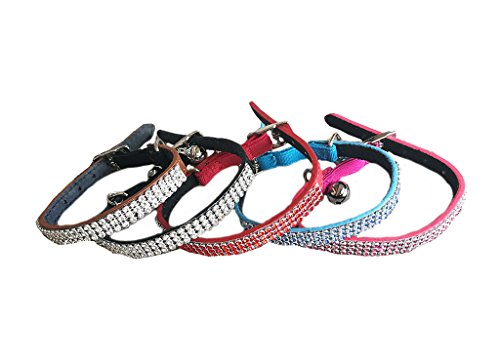 BbearT® Collar para Gatos, Collar para Cachorro de Perro pequeño, Collar Brillante con Diamantes de imitación, Collar con Campana para Gatos, Cachorro de Perro pequeño