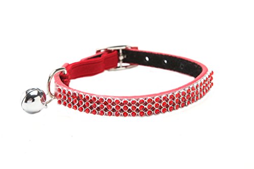 BbearT® Collar para Gatos, Collar para Cachorro de Perro pequeño, Collar Brillante con Diamantes de imitación, Collar con Campana para Gatos, Cachorro de Perro pequeño