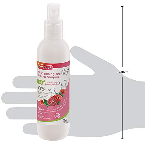 Beaphar - Champú seco para Perro/Gato, Aloe Vera/Amapola/Granada ecológica Ecocert 1 Unidad 200 ml