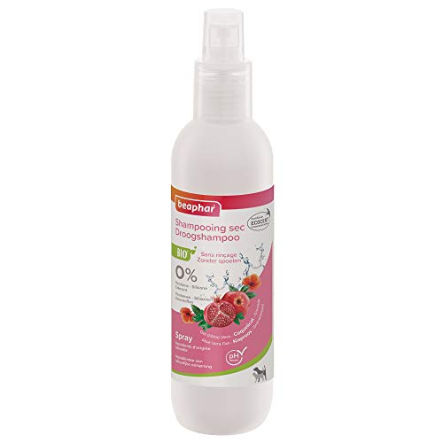 Beaphar - Champú seco para Perro/Gato, Aloe Vera/Amapola/Granada ecológica Ecocert 1 Unidad 200 ml