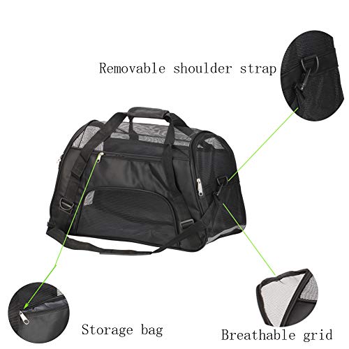 Bearhouse Transportín Gatos Grande Transportínes Perro Capazos Bolsa de Transporte para Gato y Animales Viaje Bolso para Coche 52 x 27 x 32 Centímetros (Negro)