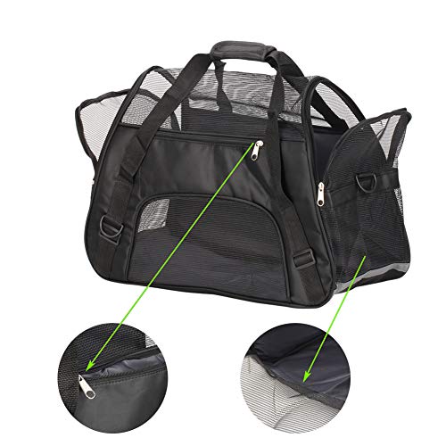 Bearhouse Transportín Gatos Grande Transportínes Perro Capazos Bolsa de Transporte para Gato y Animales Viaje Bolso para Coche 52 x 27 x 32 Centímetros (Negro)