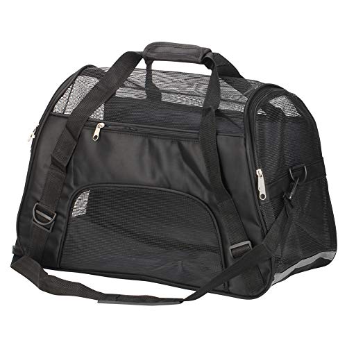 Bearhouse Transportín Gatos Grande Transportínes Perro Capazos Bolsa de Transporte para Gato y Animales Viaje Bolso para Coche 52 x 27 x 32 Centímetros (Negro)