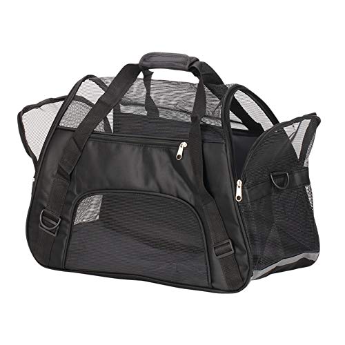 Bearhouse Transportín Gatos Grande Transportínes Perro Capazos Bolsa de Transporte para Gato y Animales Viaje Bolso para Coche 52 x 27 x 32 Centímetros (Negro)