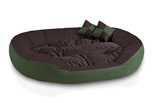 BedDog® 4en1 Saba Verde/Marron XXL Aprox. 110x80cm colchón para Perro, 7 Colores, Cama, sofá, Cesta para Perro